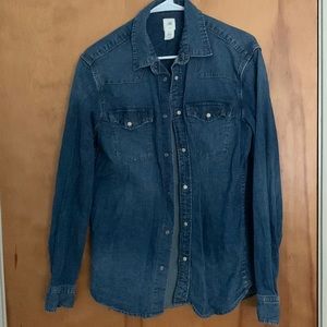 Navy Blue Denim Button Up Shirt, Like New